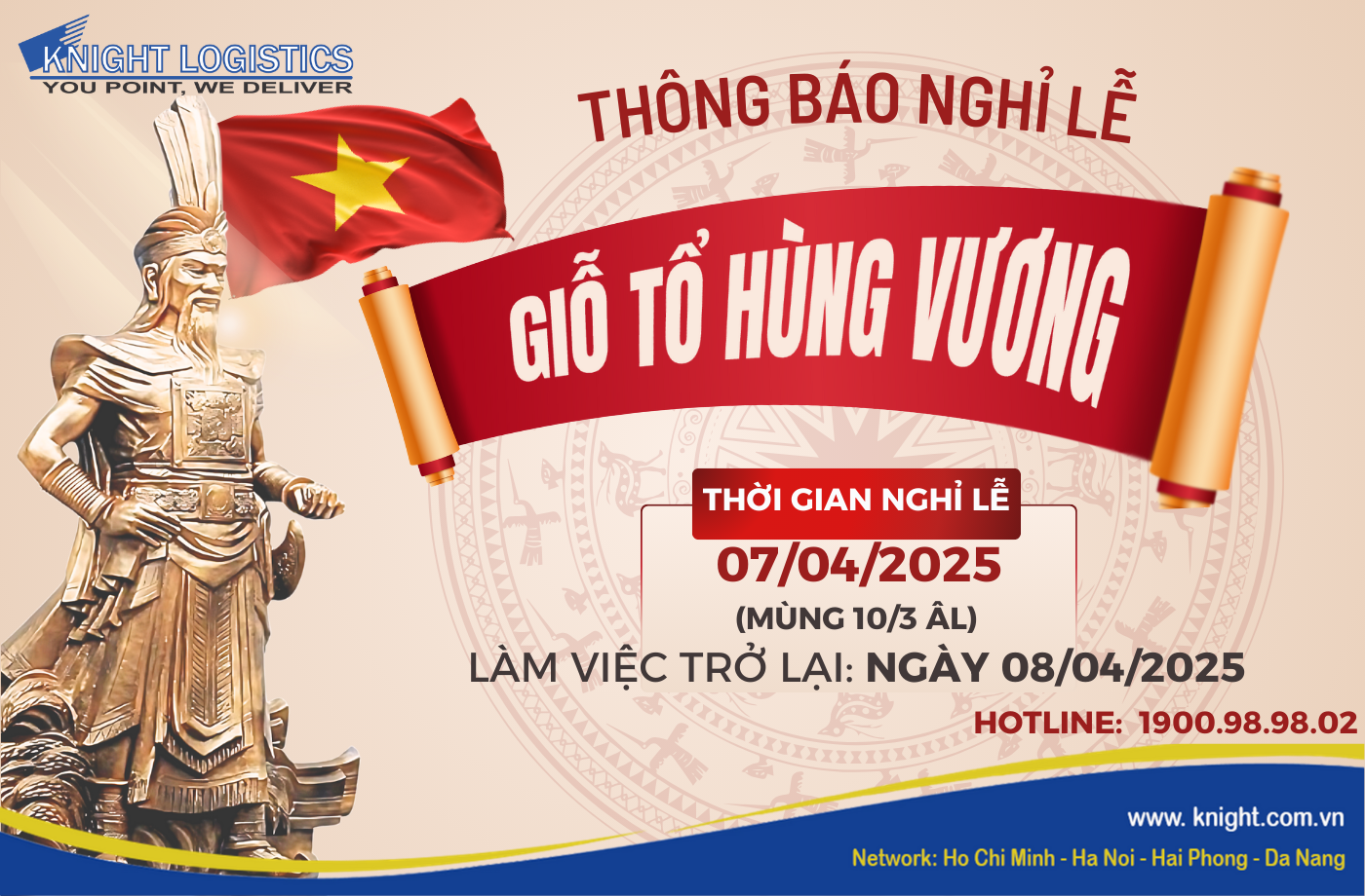 THÔNG BÁO NGHỈ LỄ GIỖ TỔ HÙNG VƯƠNG 2025