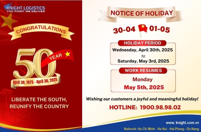 HOLIDAY NOTICE - REUNIFICATION DAY (APRIL 30) & LABOR DAY (MAY 1)